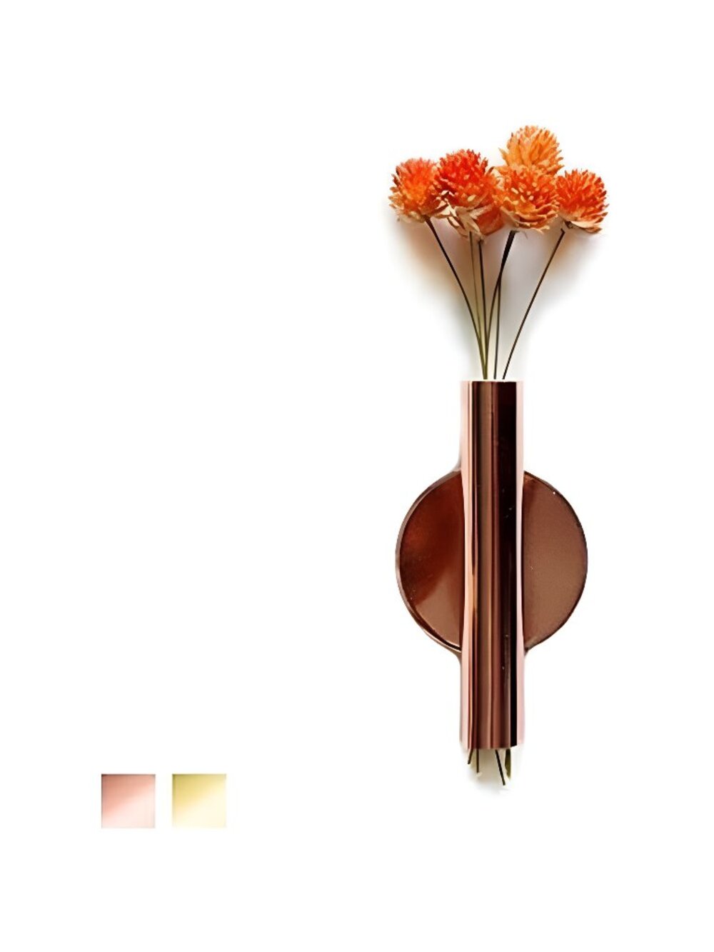 Wall-Mounted Flower Tube for Flower, Wall Metal Vase Decoration(Rose Gold)